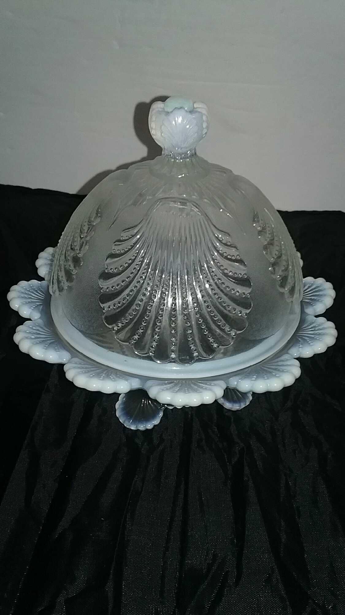 Two Covered Compote dishes (Opalescent & EAPG Clear)