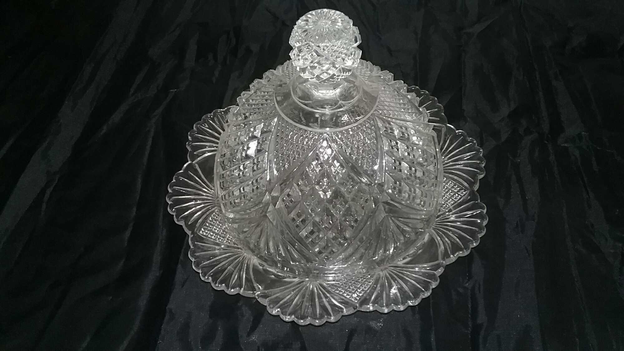 Two Covered Compote dishes (Opalescent & EAPG Clear)