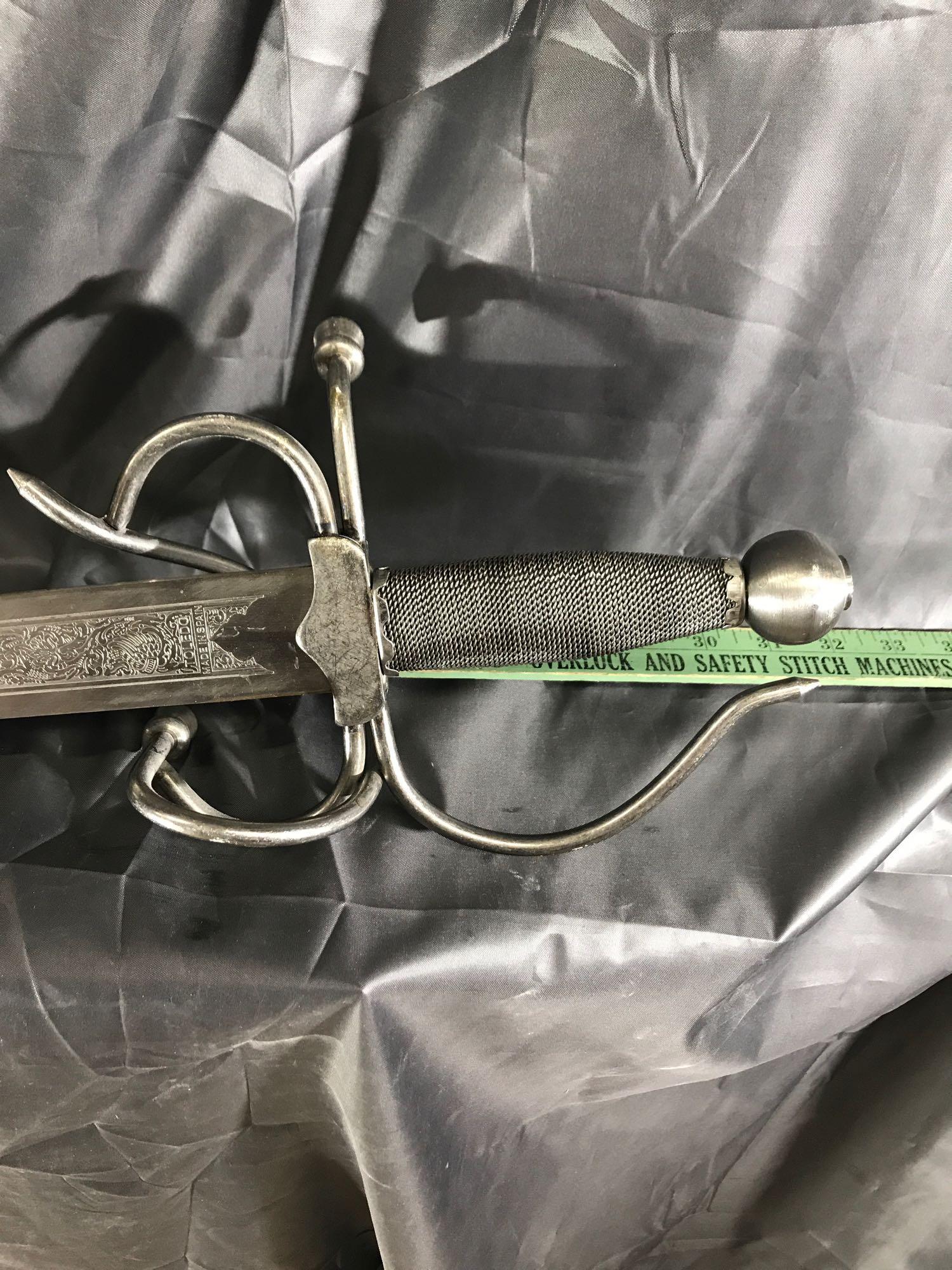 Toledo Sword Made in Spain Etching