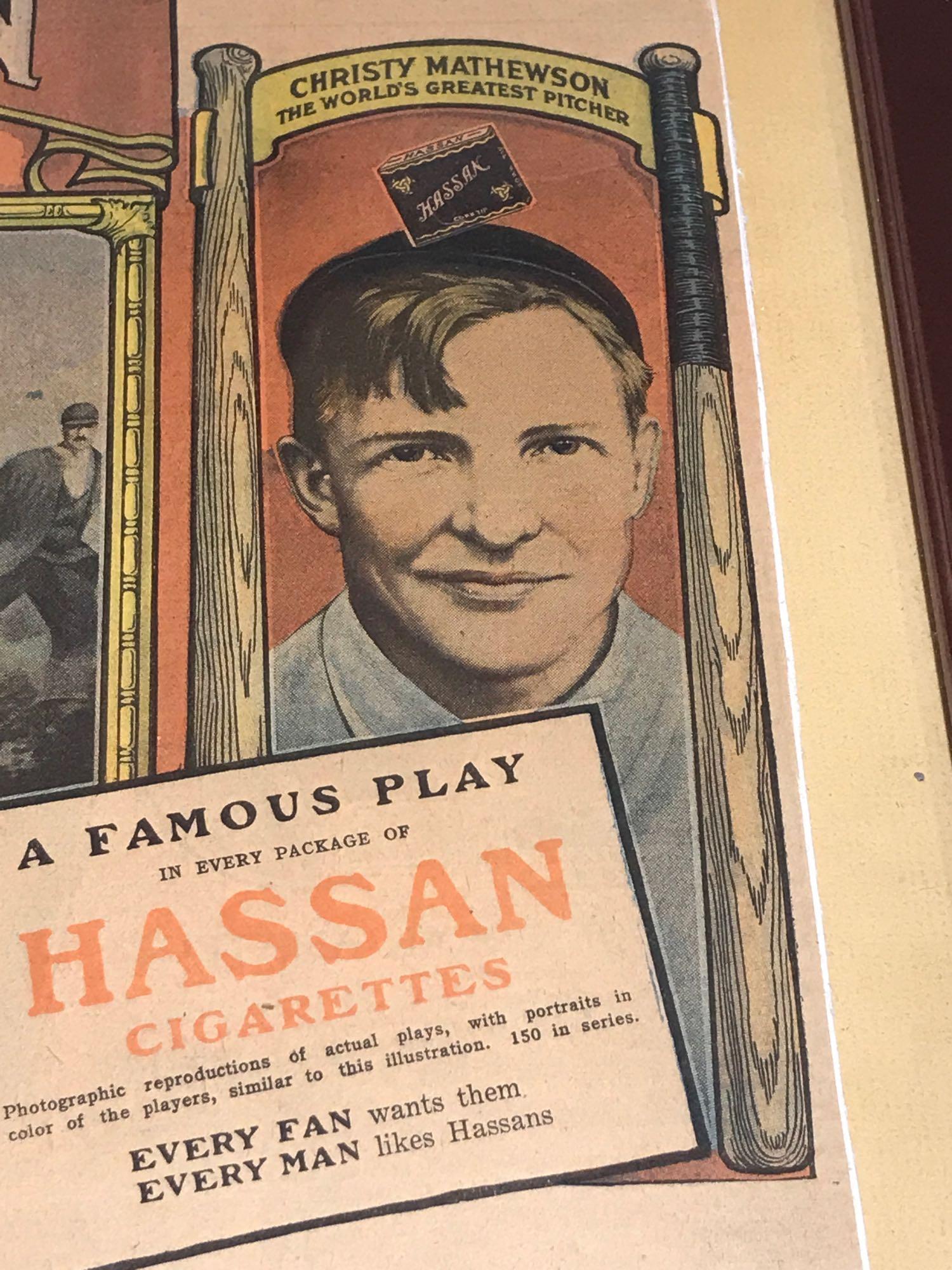 1912 Newspaper Hassan Cigarettes Ty Cobb Framed