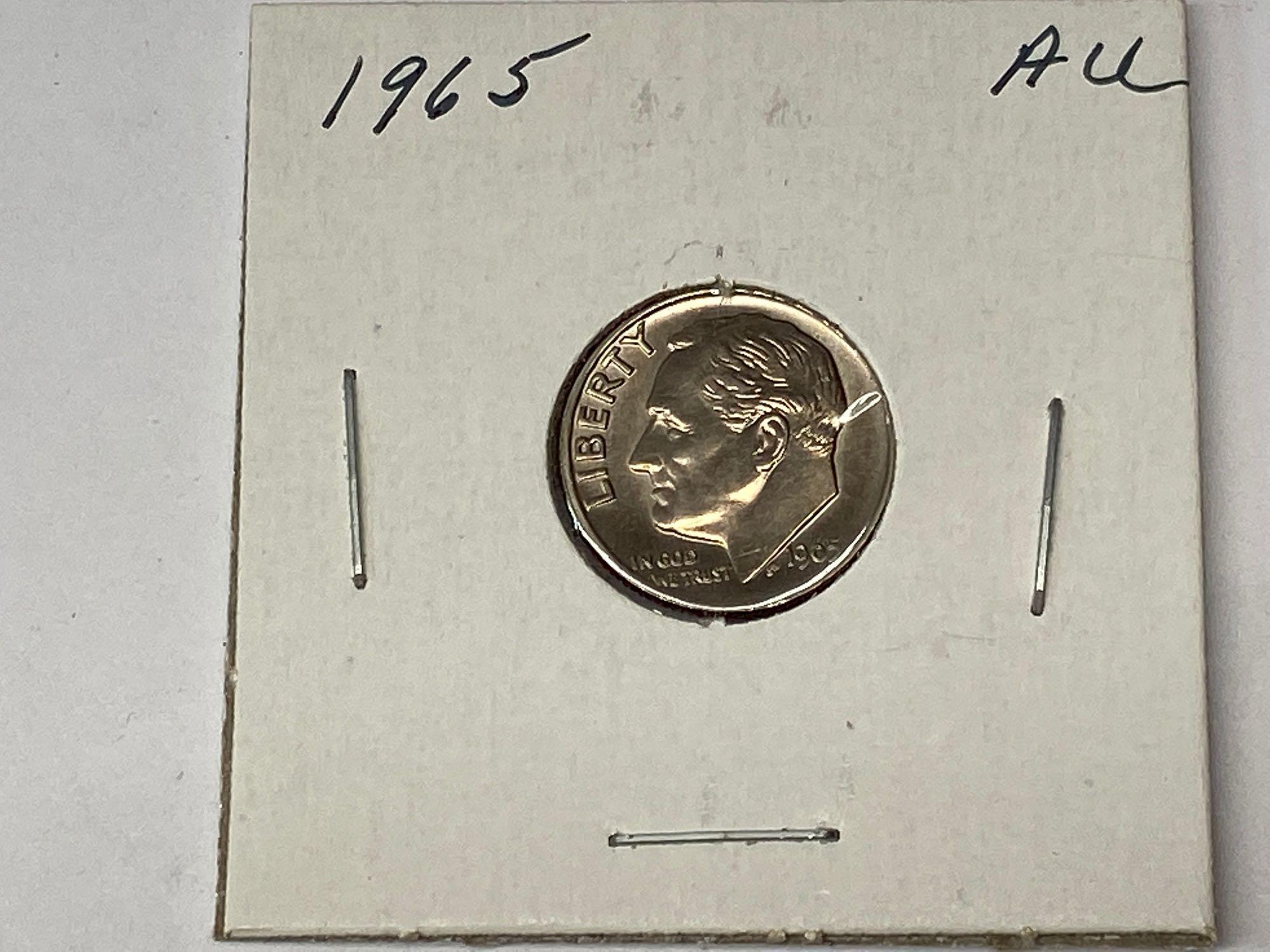 Box of 120+ Dimes, U.S. 10 Cent Coins 1965-1989