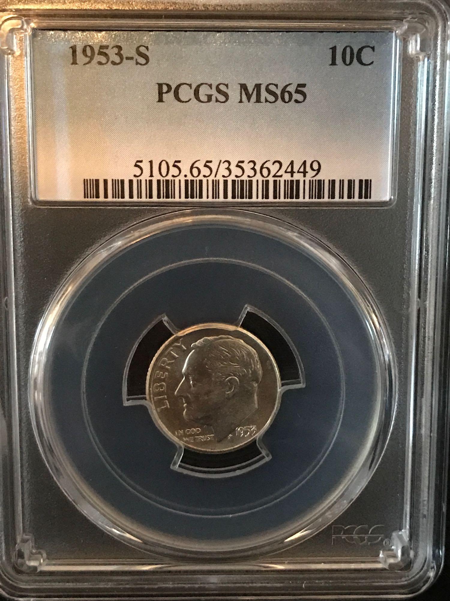 1953-S PCGS MS65 Dime 4 Units