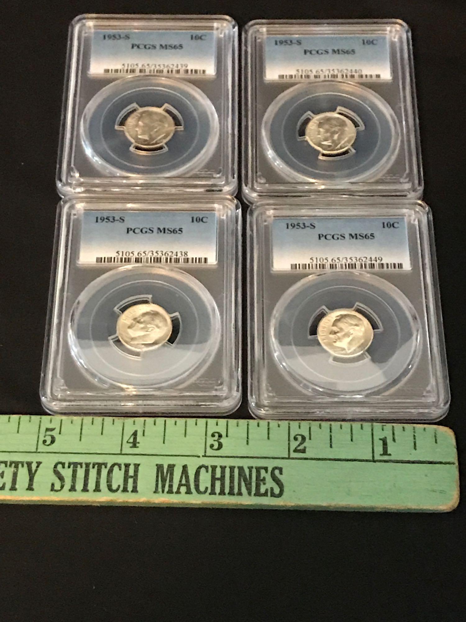 1953-S PCGS MS65 Dime 4 Units