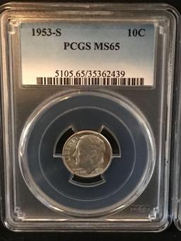 1953-S PCGS MS65 Dime 4 Units