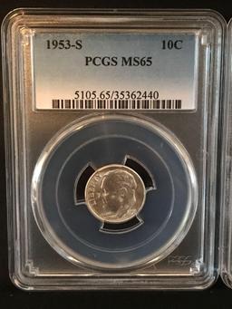 1953-S PCGS MS65 Dime 4 Units