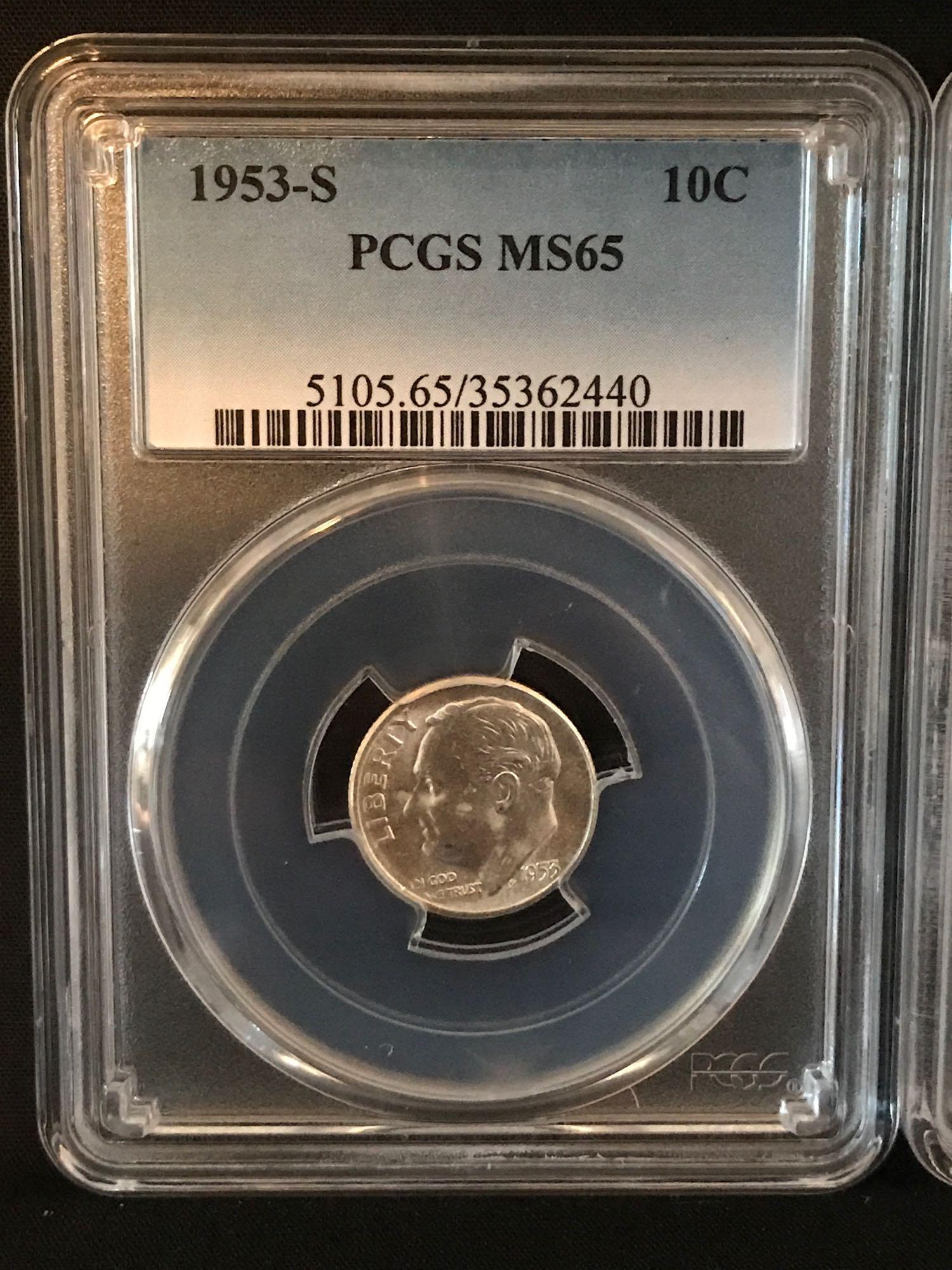 1953-S PCGS MS65 Dime 4 Units
