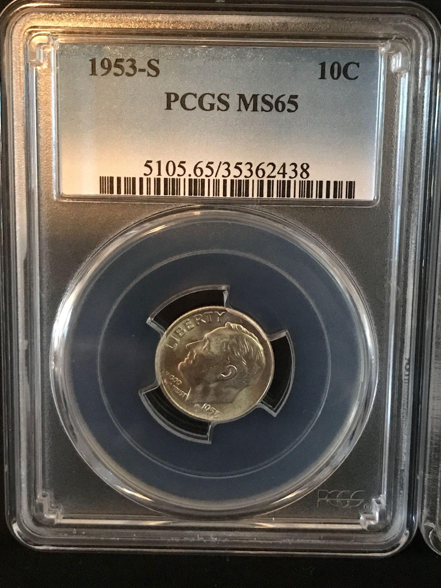 1953-S PCGS MS65 Dime 4 Units