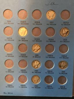 1916-1945 Mercury Dime Book With 44 Dimes