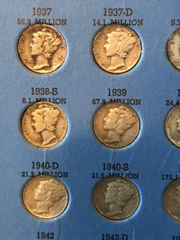 1916-1945 Mercury Dime Book With 44 Dimes