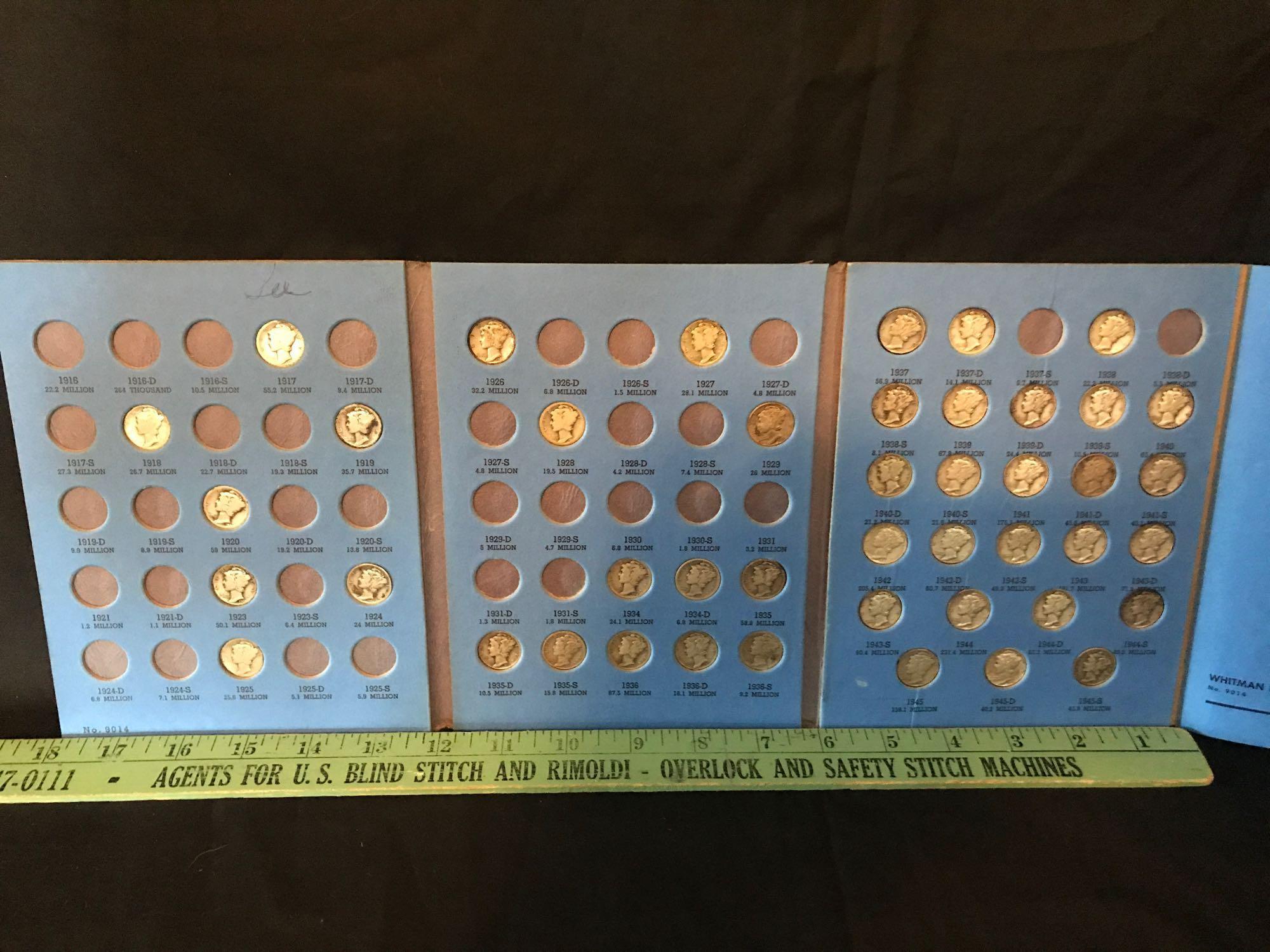 1916-1945 Mercury Dime Book With 44 Dimes