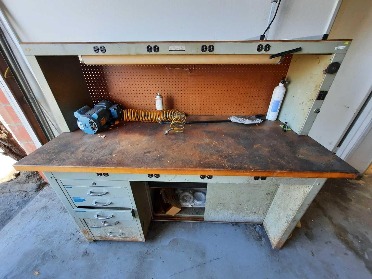 Master Metal Products Workbench with Electrical Outlets & Contents rm3