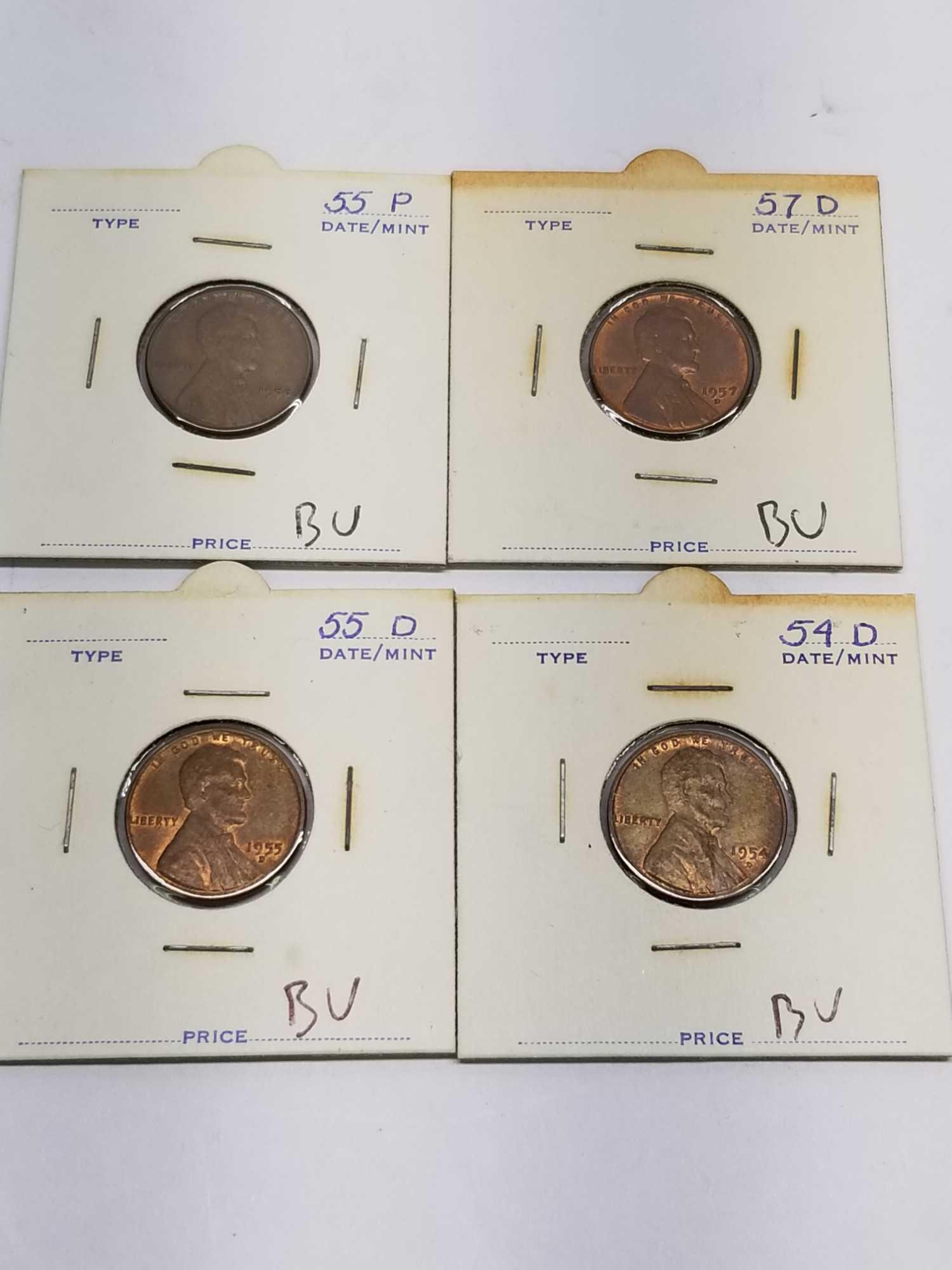 54D 55D 55P 57D BU Wheat Cent Lusterous 4 Units