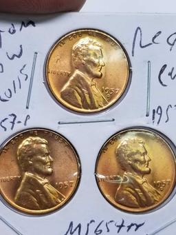 1957D and P Red Gem BU Wheat Cents