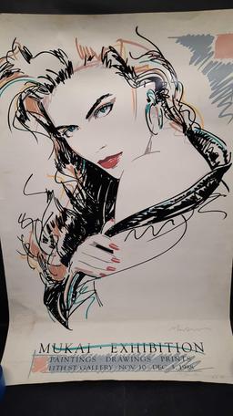 Mukai Paintings Graphics Signes Poster Dated 3-2-92