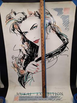 Mukai Paintings Graphics Signes Poster Dated 3-2-92
