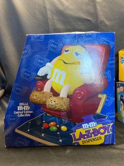 M&M clock radio tape dispenser and can?t dispenser