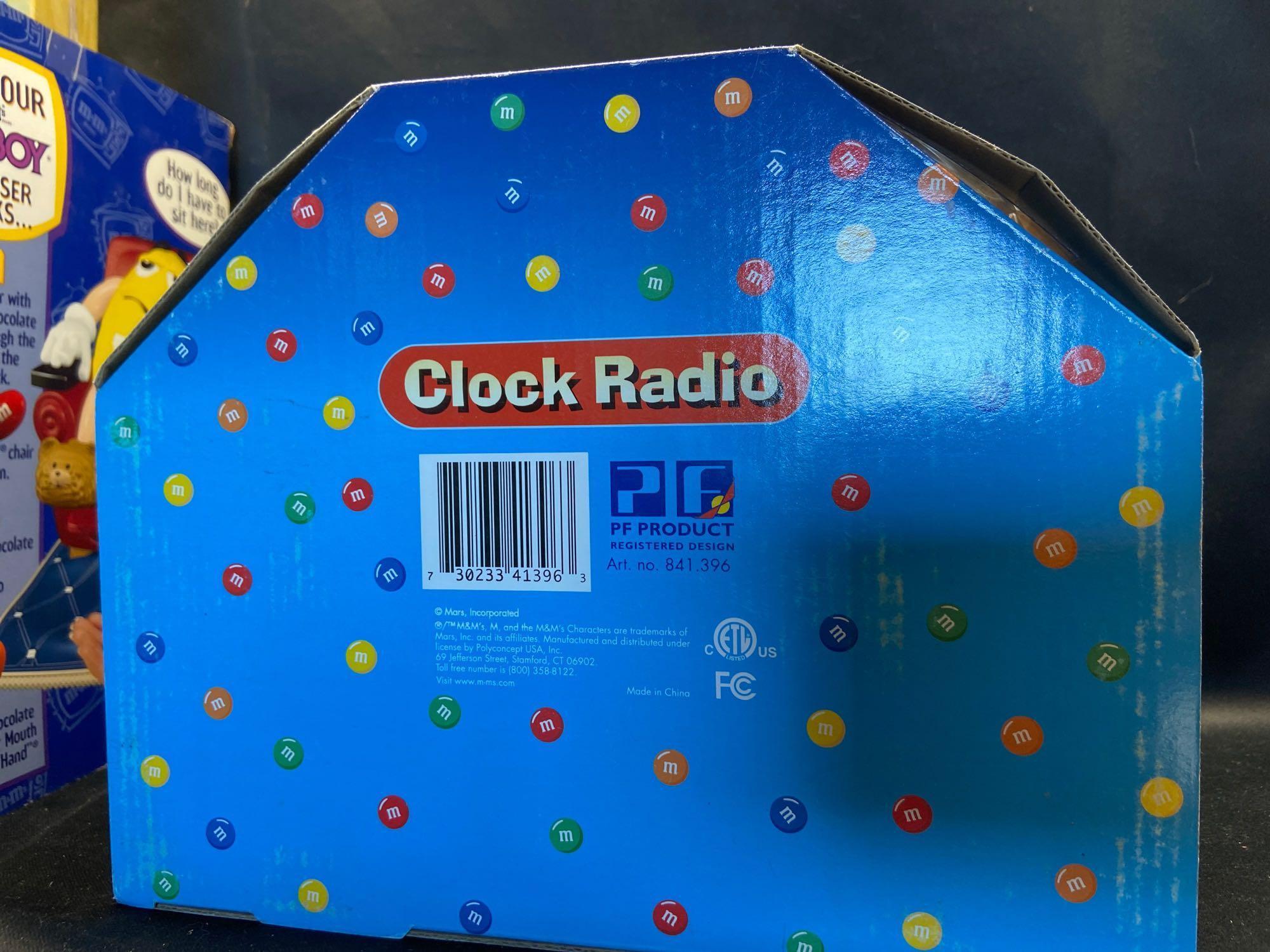 M&M clock radio tape dispenser and can?t dispenser