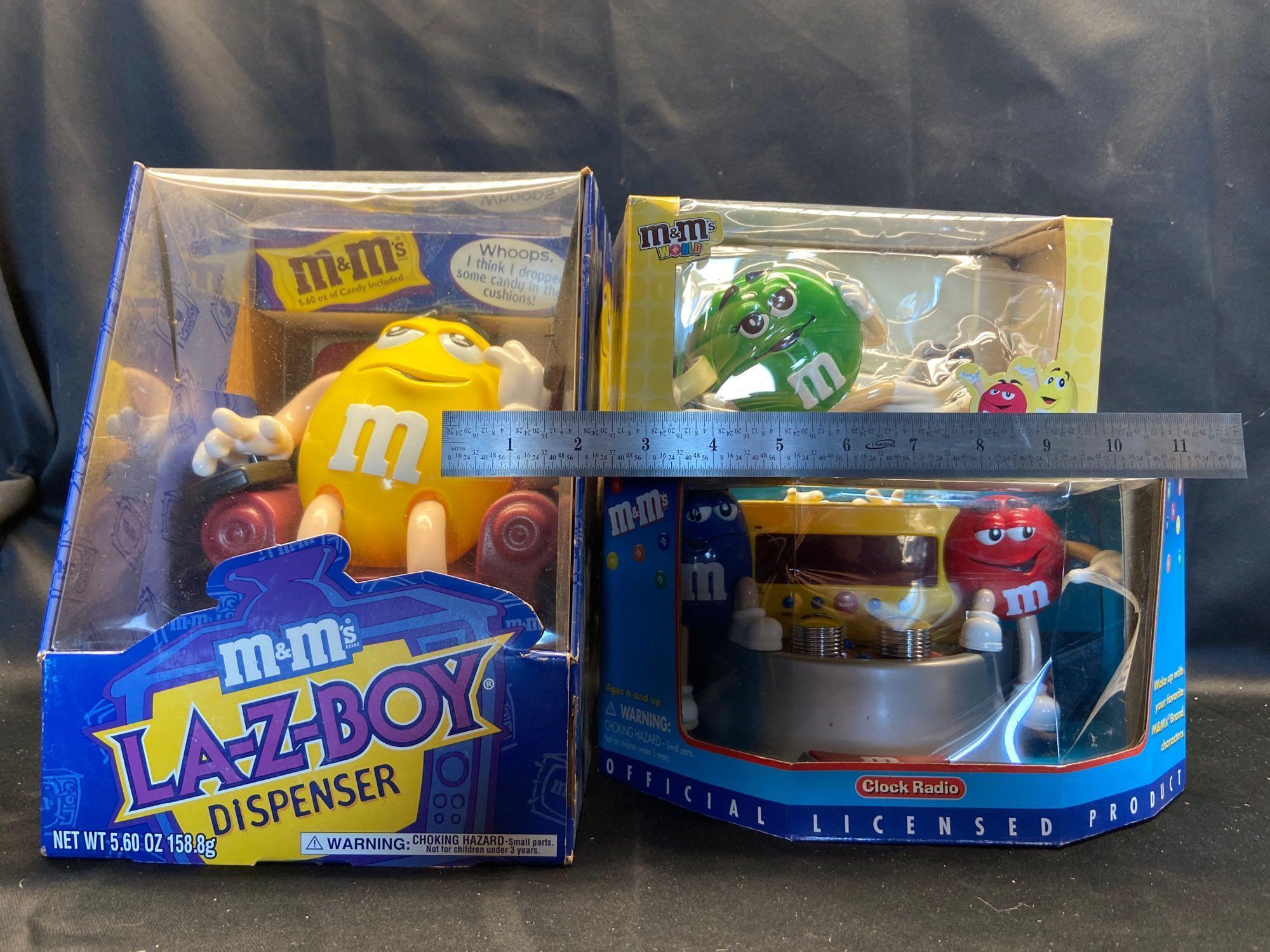 M&M clock radio tape dispenser and can?t dispenser