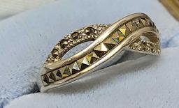 Silver and hematite ring 925
