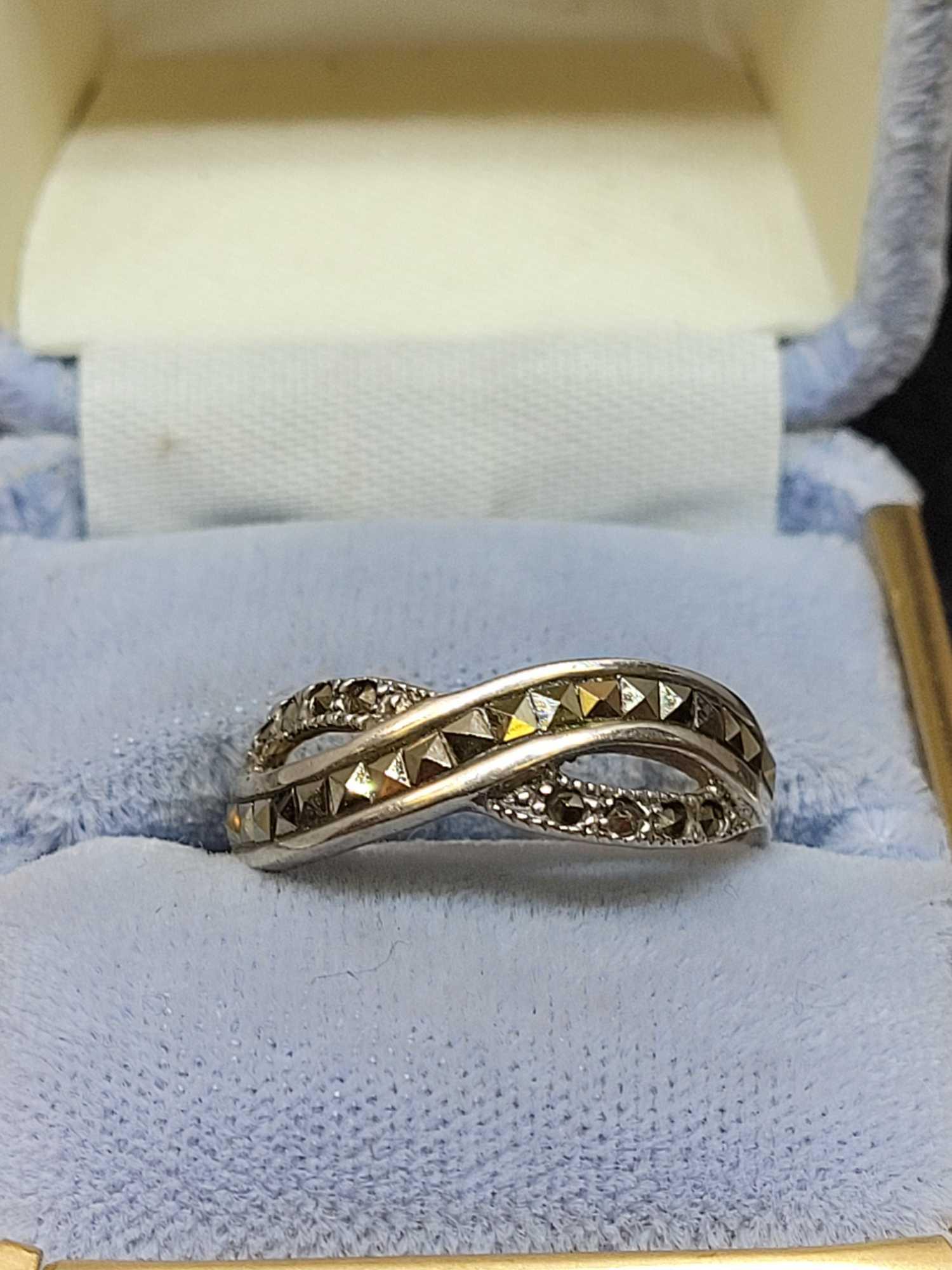 Silver and hematite ring 925