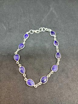 Sapphire bracelet designer new 20+ct natural mined gemstone set in sterling silver 925 wow
