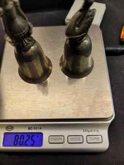 Antique sterling silver bells with pewter figures r&b 12 days of xmas very old 80.1g