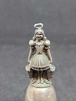 Antique sterling silver bells with pewter figures r&b 12 days of xmas very old 80.1g