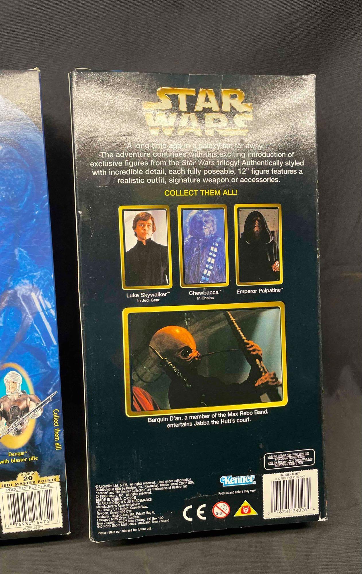 12 Inch Zuckuss, Qui-Gon Jinn and Barquin D An Action Figures. 1998-2002