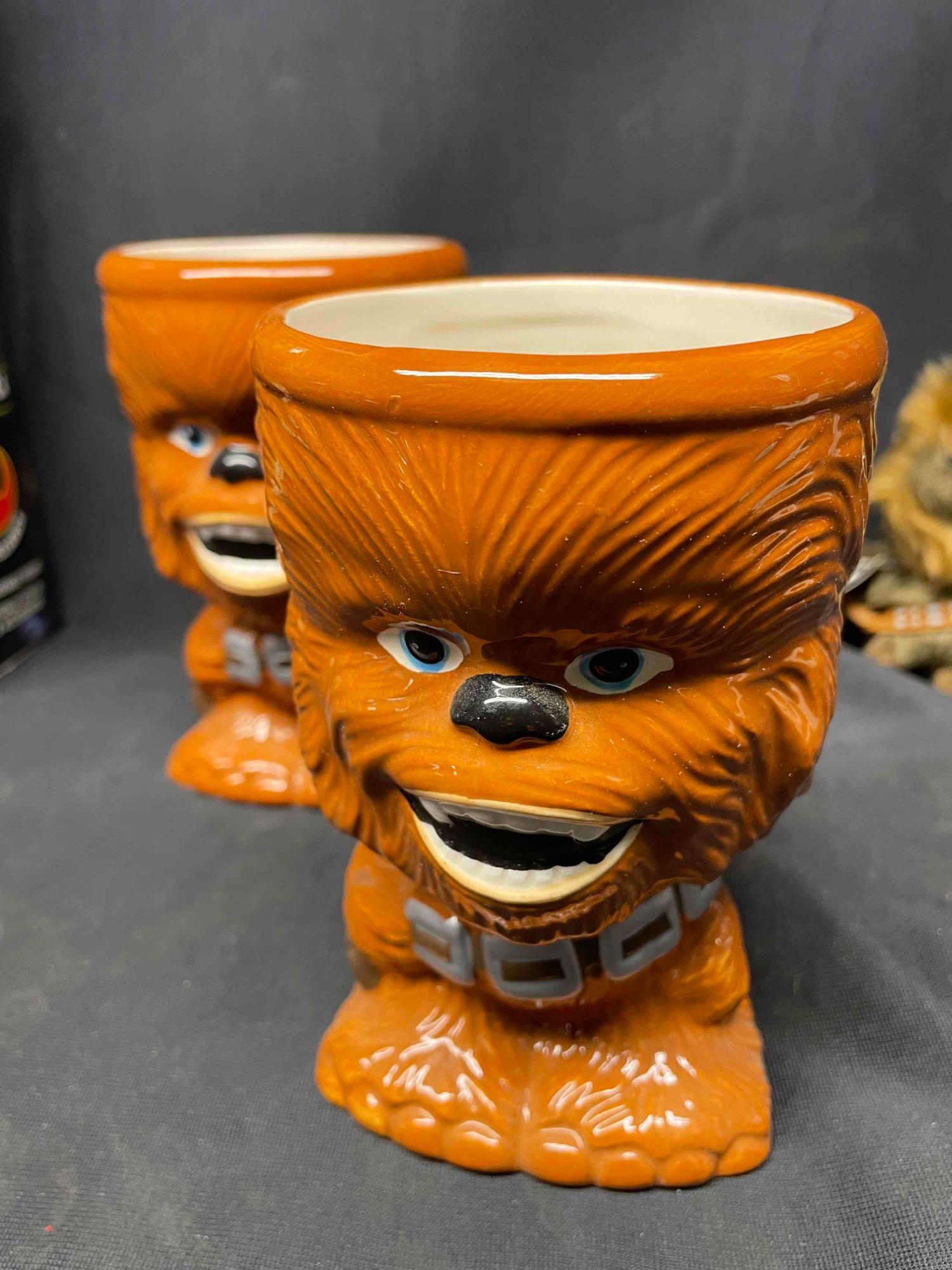 Chewbacca Collectibles Lot. Poptaters, Action Figure, Glasses, Keychains, Cat Toy etc