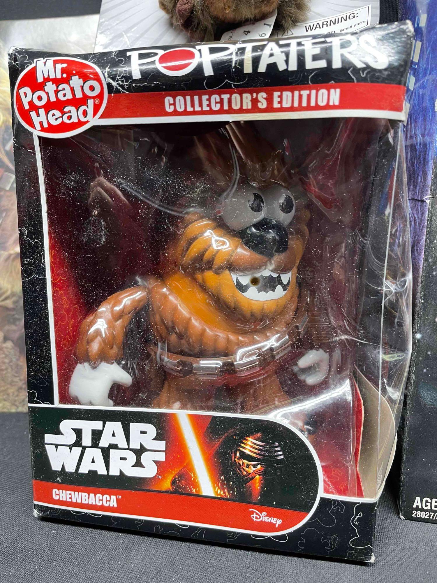 Chewbacca Collectibles Lot. Poptaters, Action Figure, Glasses, Keychains, Cat Toy etc