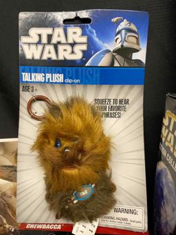 Chewbacca Collectibles Lot. Poptaters, Action Figure, Glasses, Keychains, Cat Toy etc