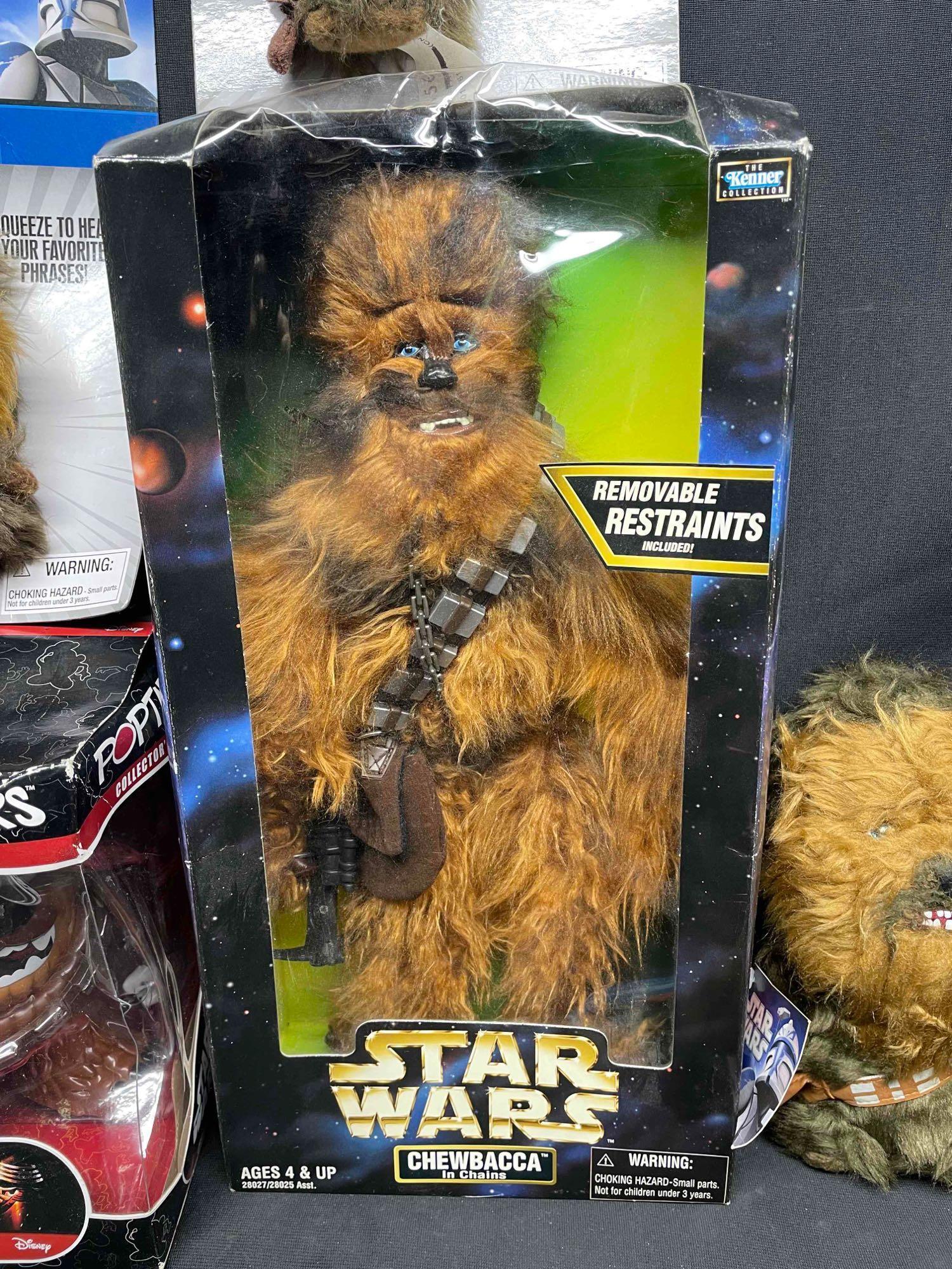 Chewbacca Collectibles Lot. Poptaters, Action Figure, Glasses, Keychains, Cat Toy etc