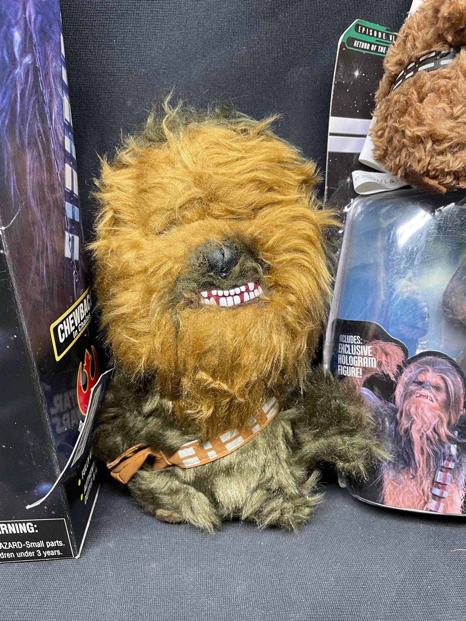 Chewbacca Collectibles Lot. Poptaters, Action Figure, Glasses, Keychains, Cat Toy etc