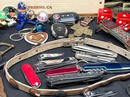 Mixed Goods Lot. Pocket Knives, Keychains, Key FOBS, more