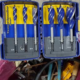 Bin of hand tools drill bits refrigeration hose/gage etc.