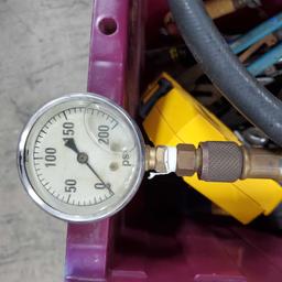 Bin of hand tools drill bits refrigeration hose/gage etc.