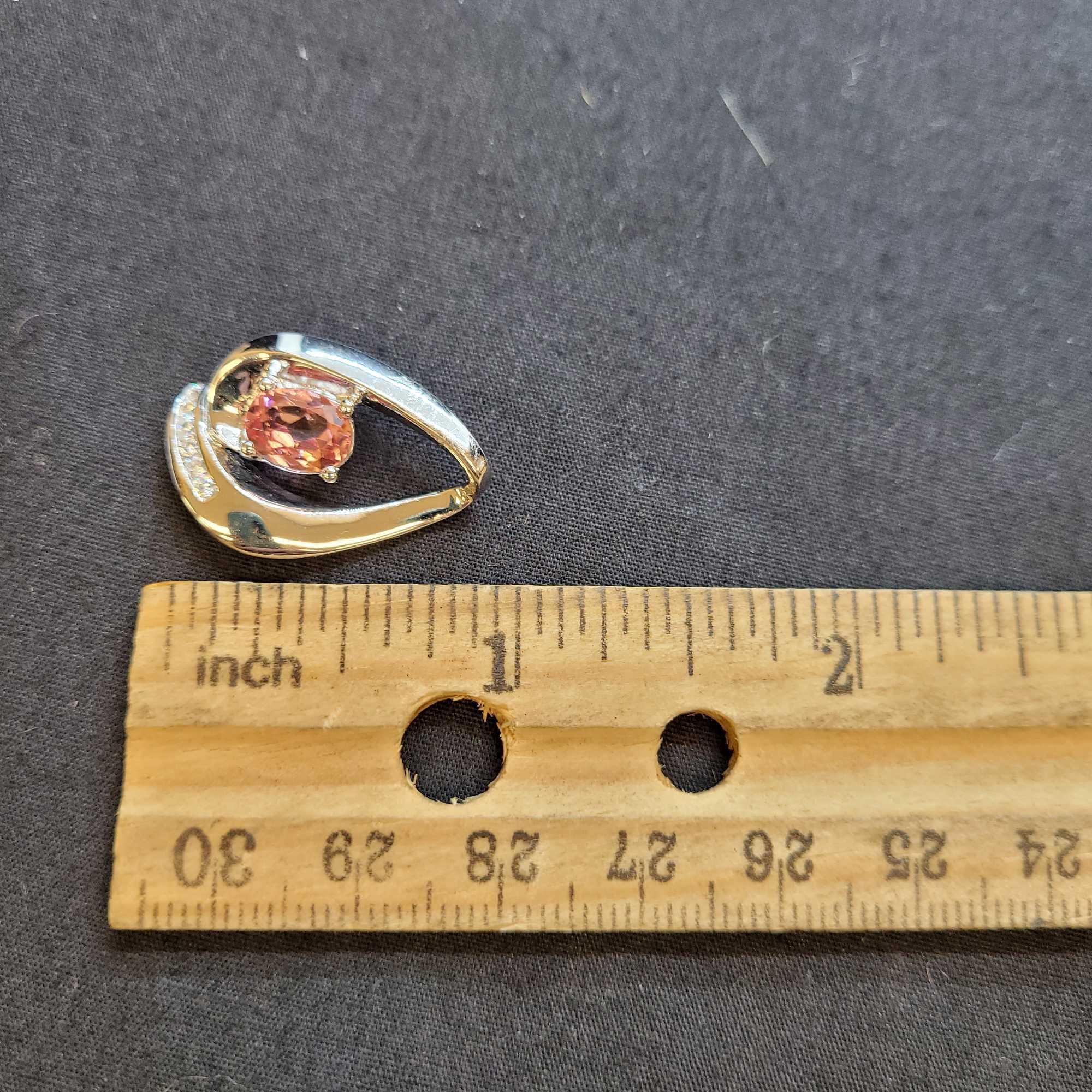 Plated Rhodium Pendant With Tourmaline Gemstone