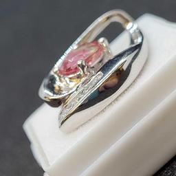 Plated Rhodium Pendant With Tourmaline Gemstone