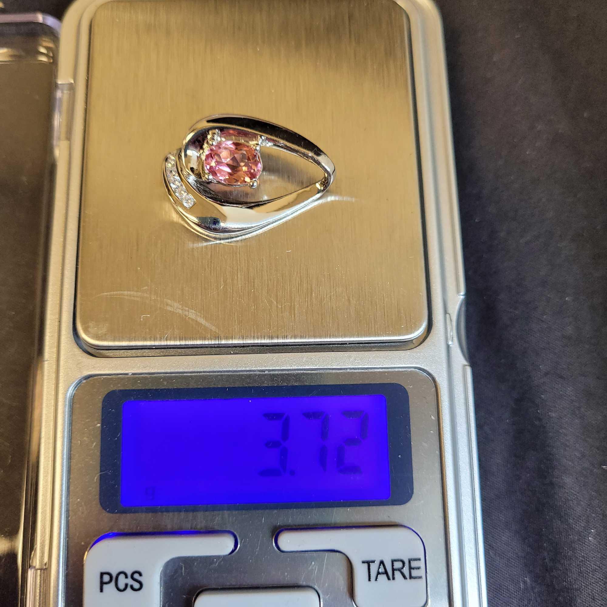 Plated Rhodium Pendant With Tourmaline Gemstone