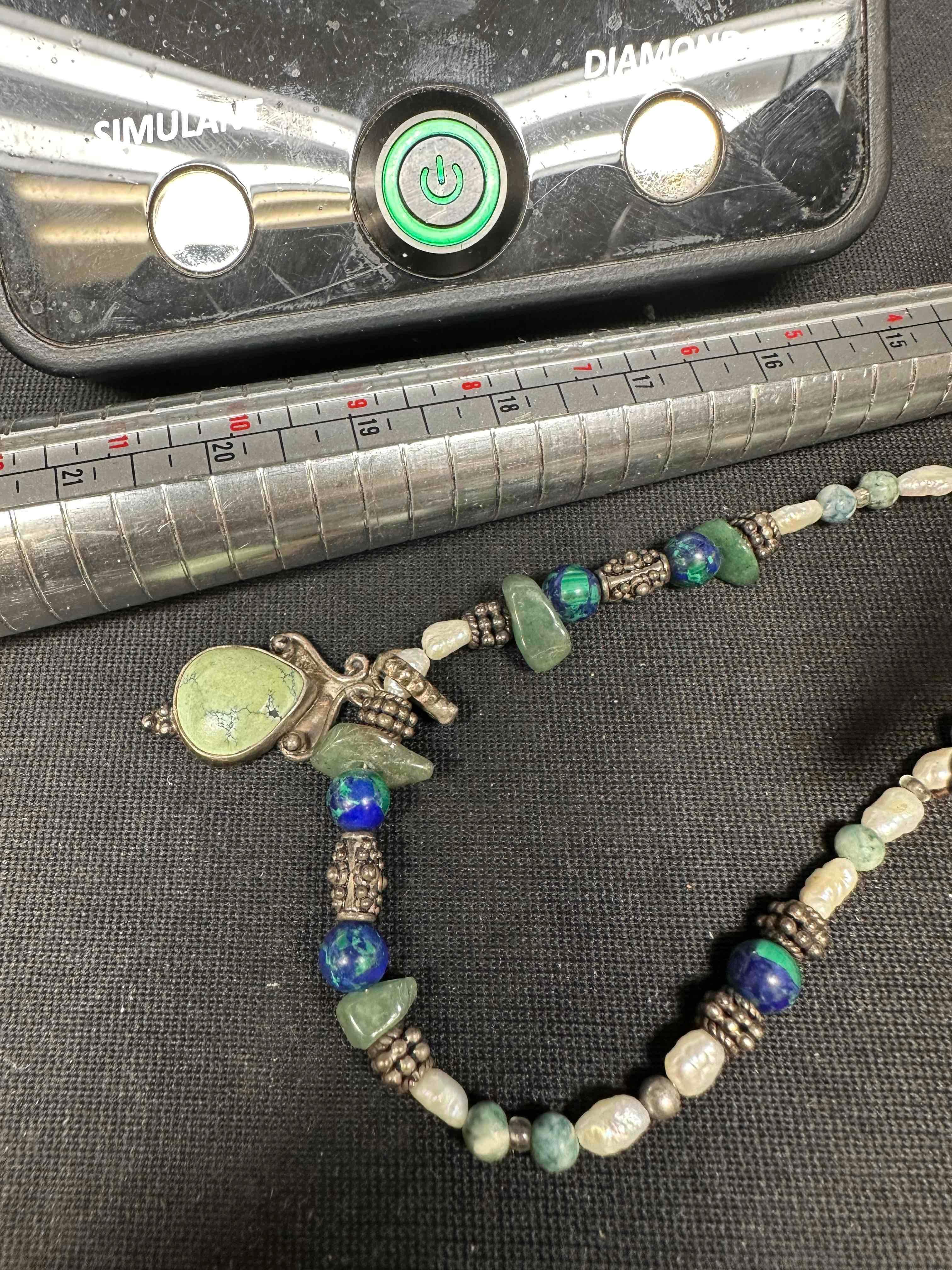 Fancy Necklace with Jade and Pearls