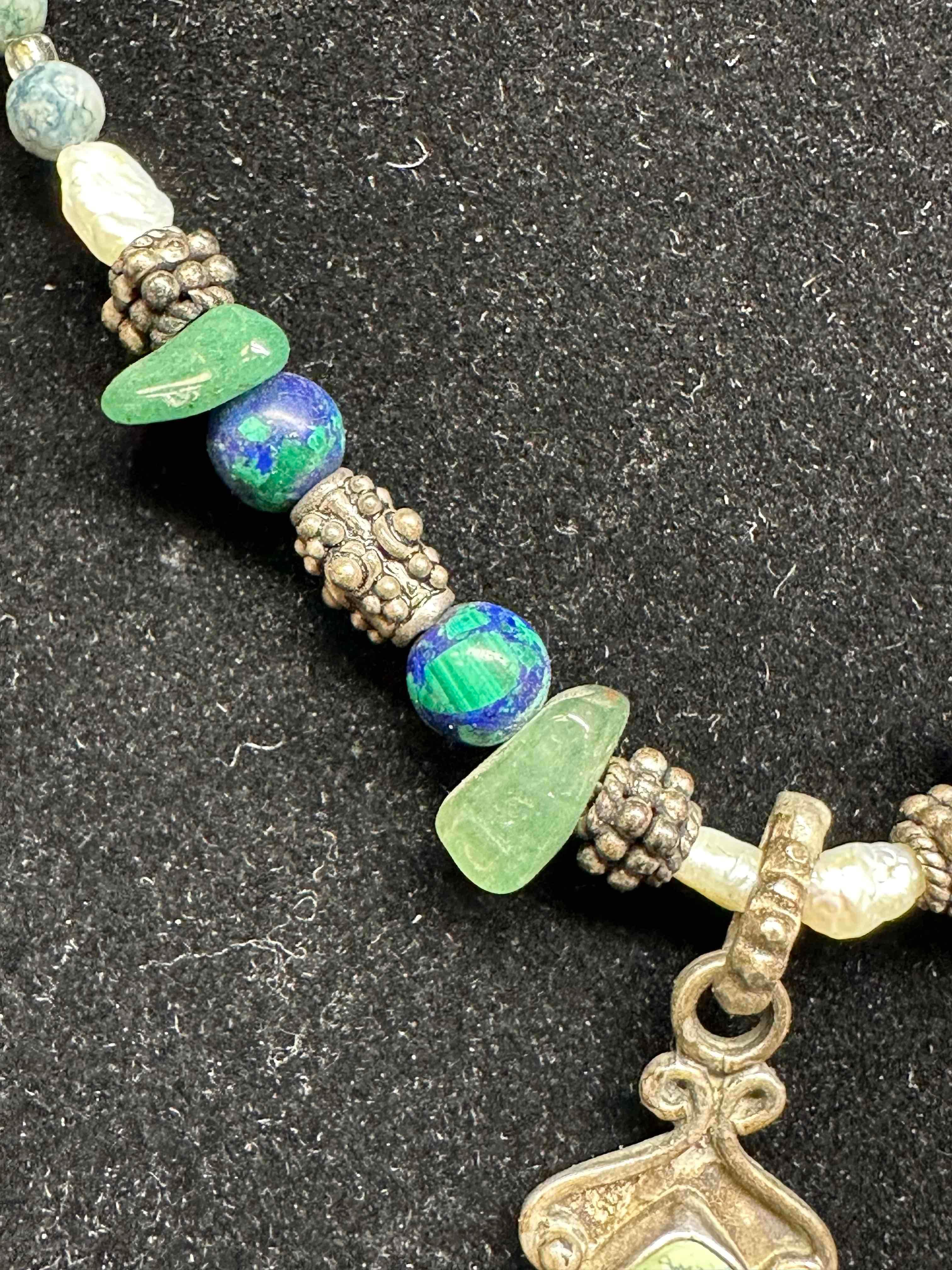 Fancy Necklace with Jade and Pearls
