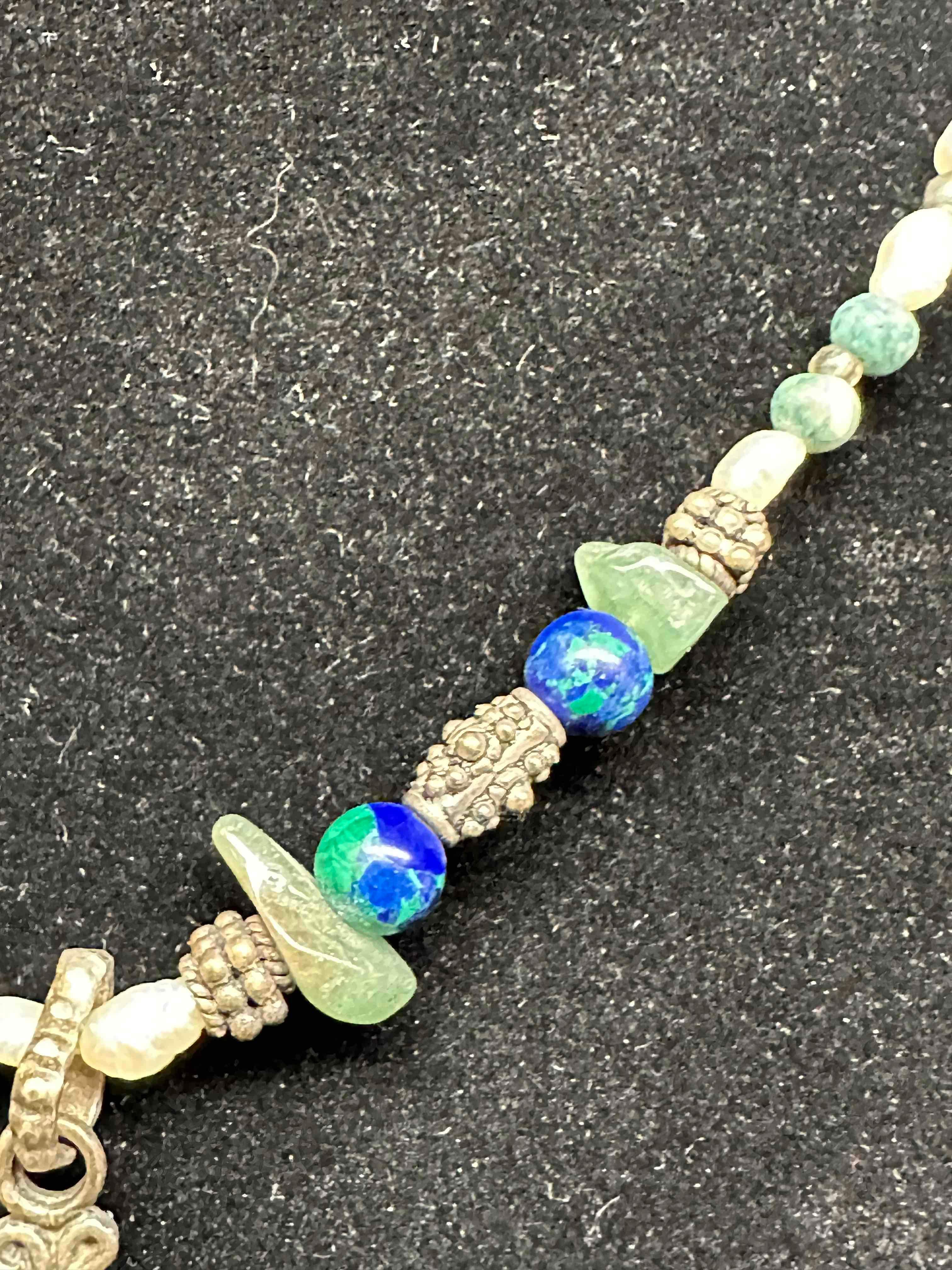 Fancy Necklace with Jade and Pearls