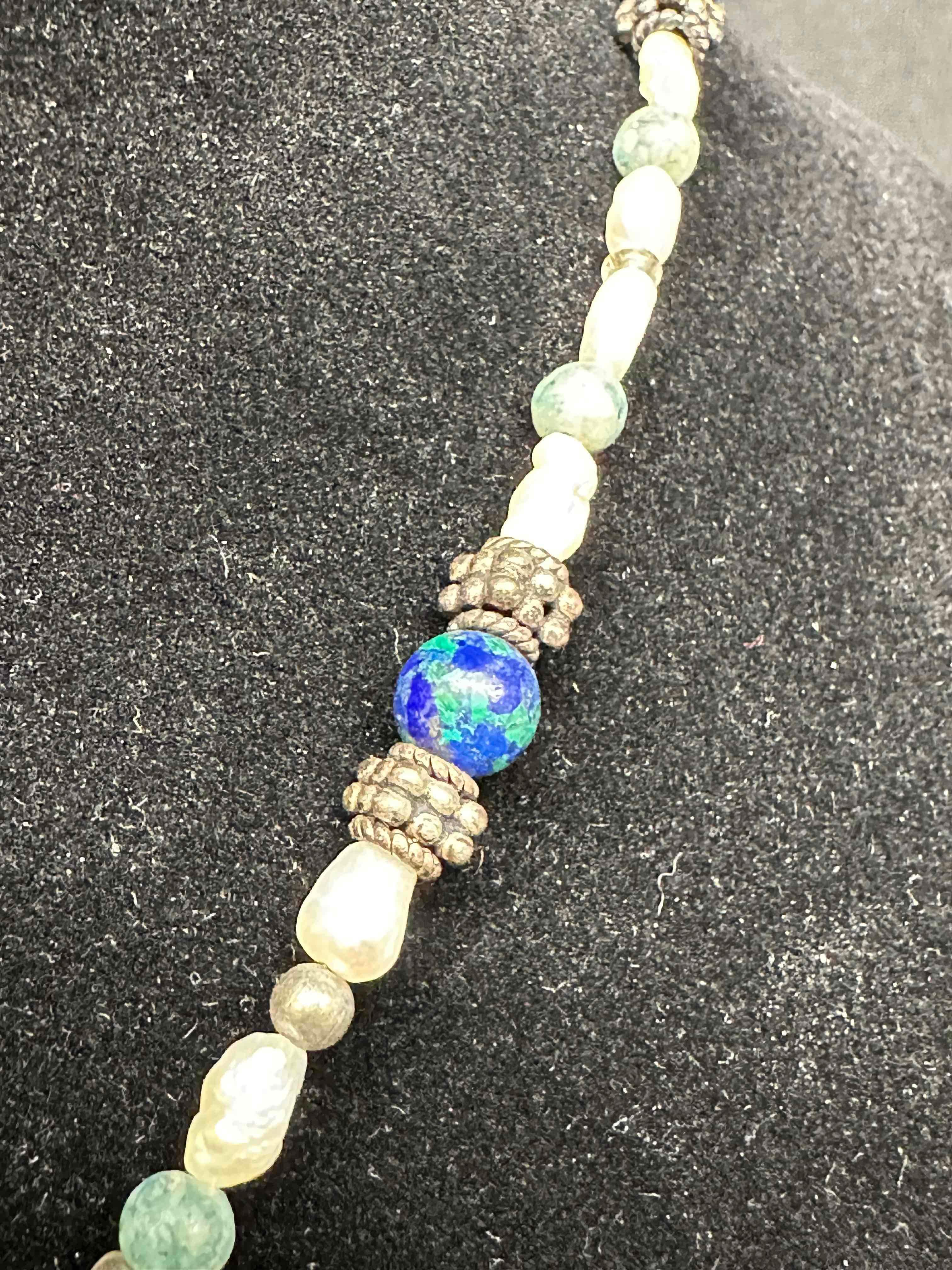 Fancy Necklace with Jade and Pearls