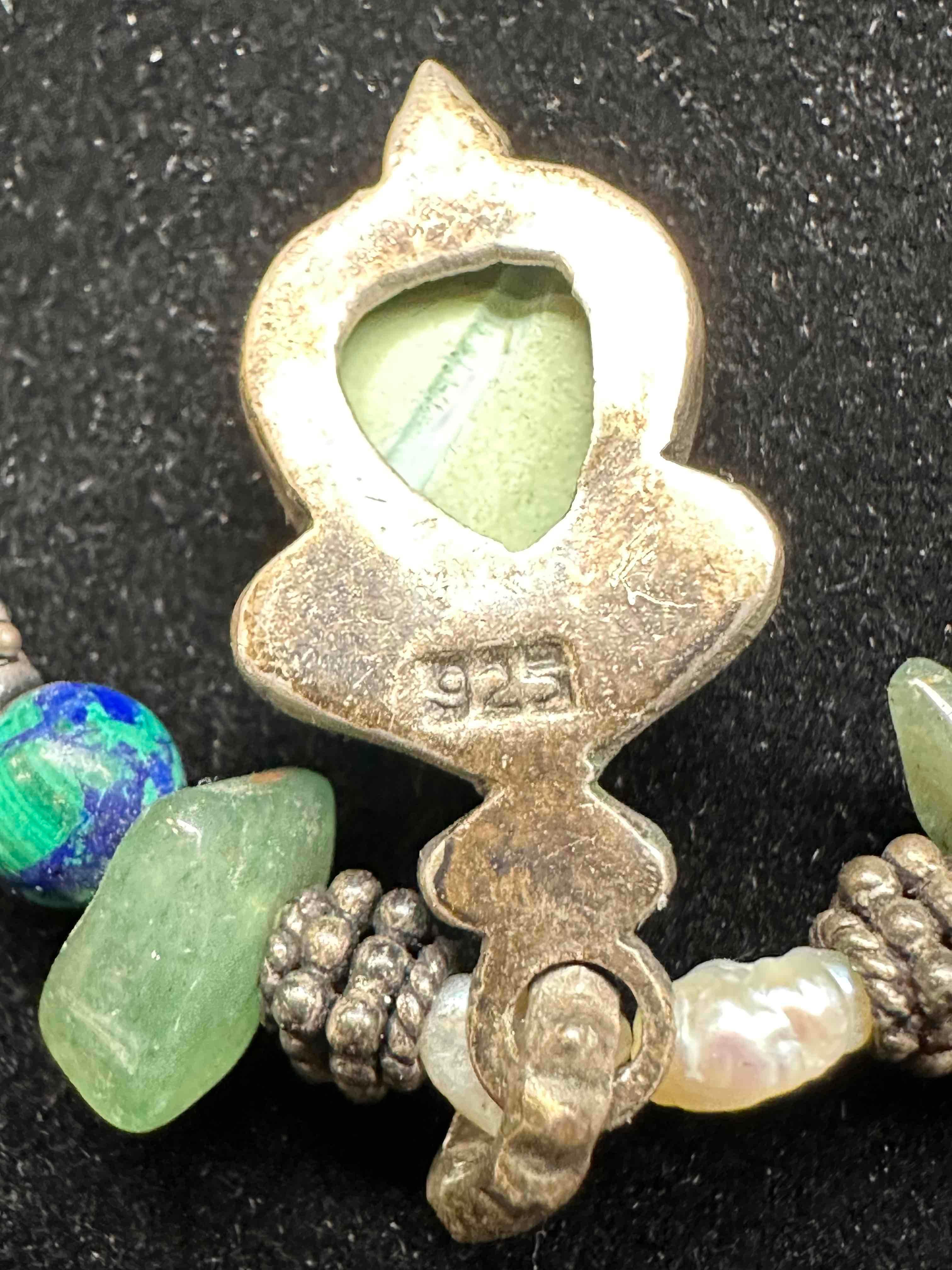 Fancy Necklace with Jade and Pearls