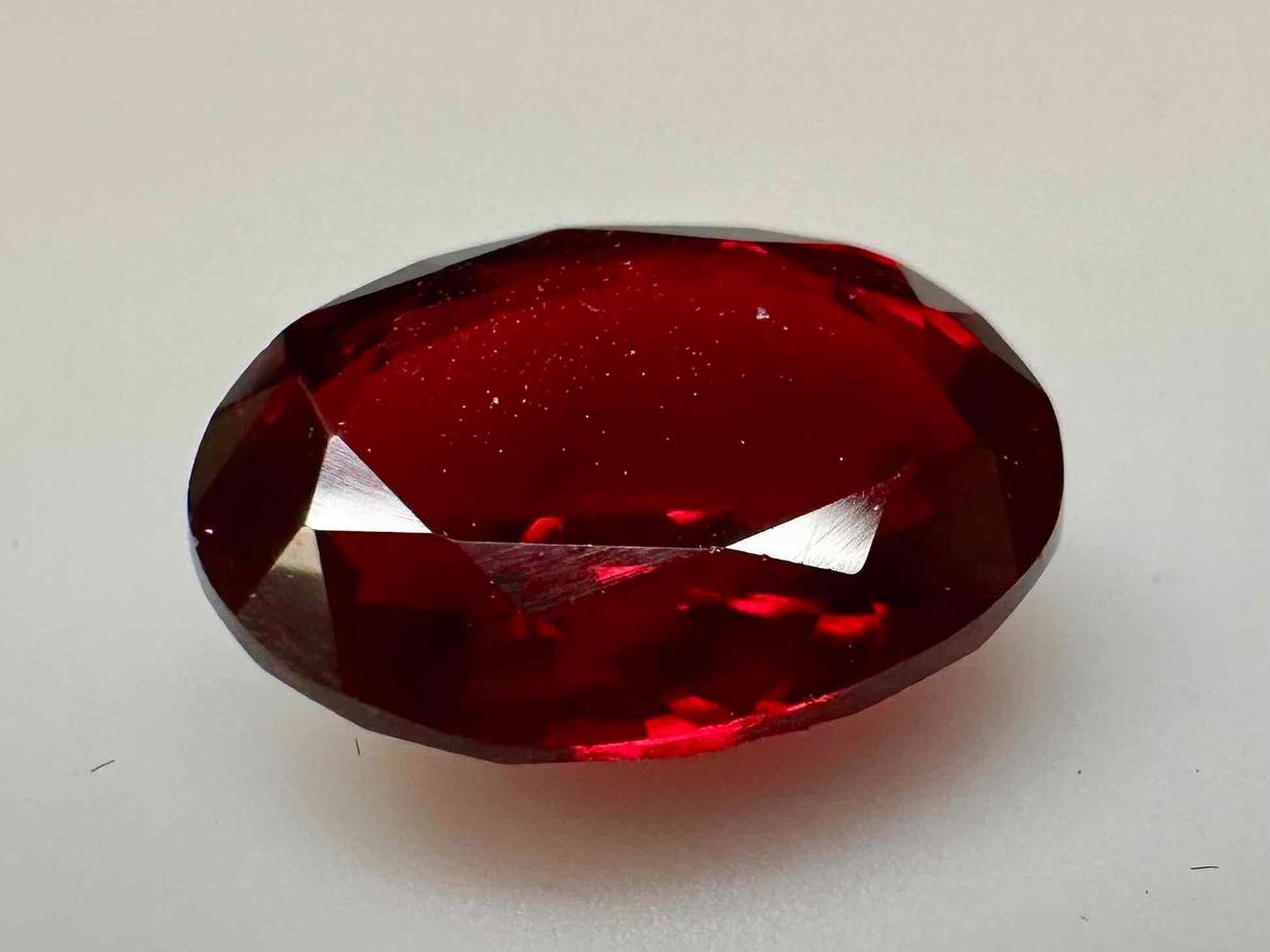 Striking Blood Red 7.3ct Oval Cut Ruby Gemstone