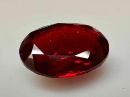 Striking Blood Red 7.3ct Oval Cut Ruby Gemstone
