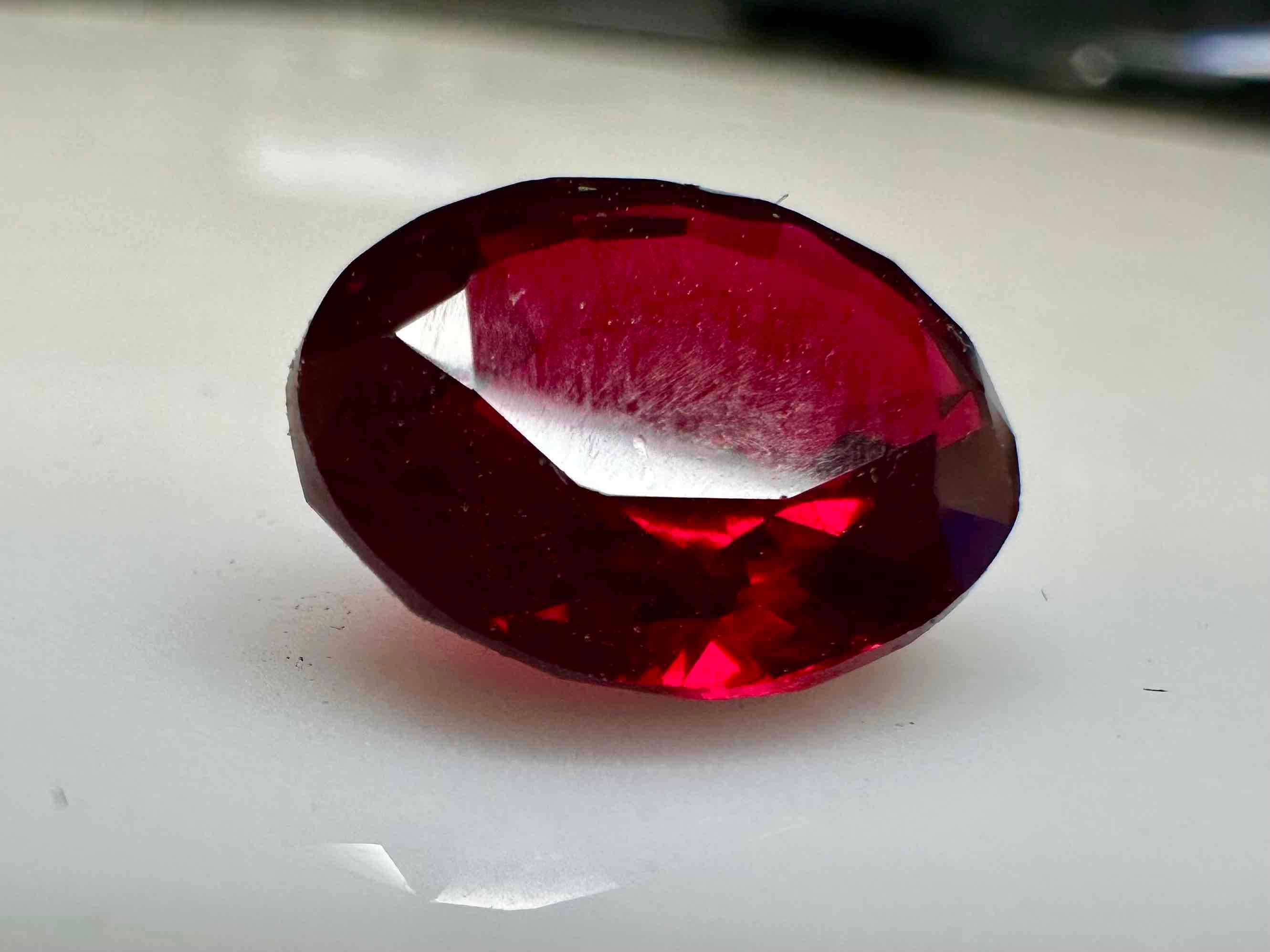 Striking Blood Red 7.3ct Oval Cut Ruby Gemstone
