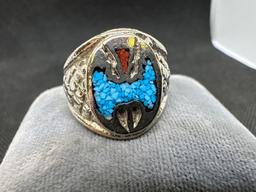 Native Style Silver Tone Ring Size 9