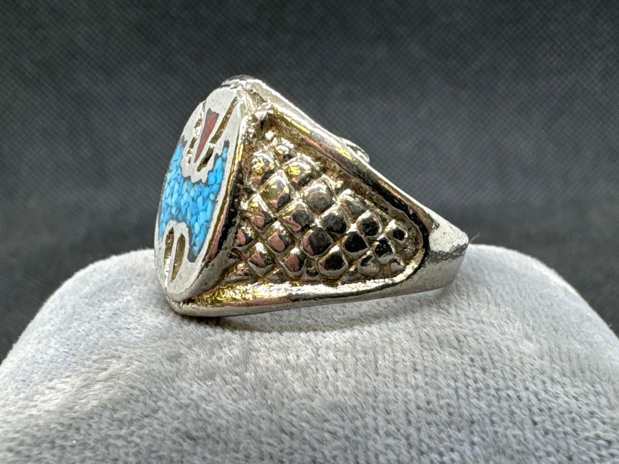 Native Style Silver Tone Ring Size 9