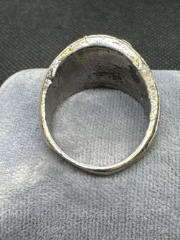 Native Style Silver Tone Ring Size 9